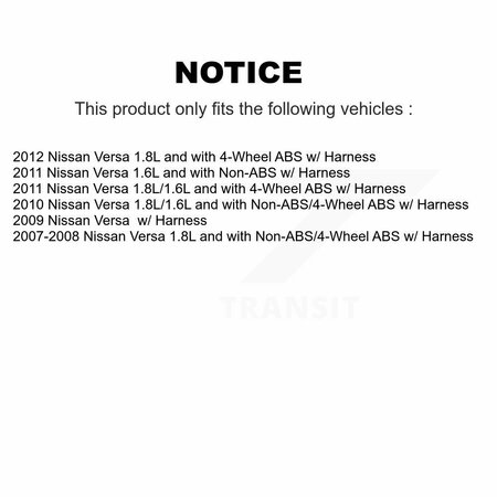 Mpulse Rear Right ABS Wheel Speed Sensor For Nissan Versa w Harness SEN-2ABS0727